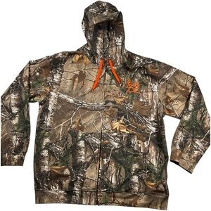 Bushmaster Camo Hoodie XL | Hunting Sweatshirt | Orange Logo | Cotton 80% Brown